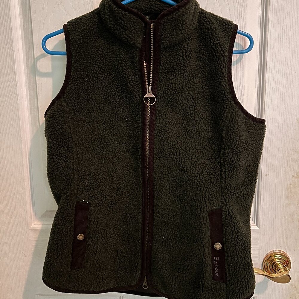 Barbour Burford Fleece Vest in Olive Green